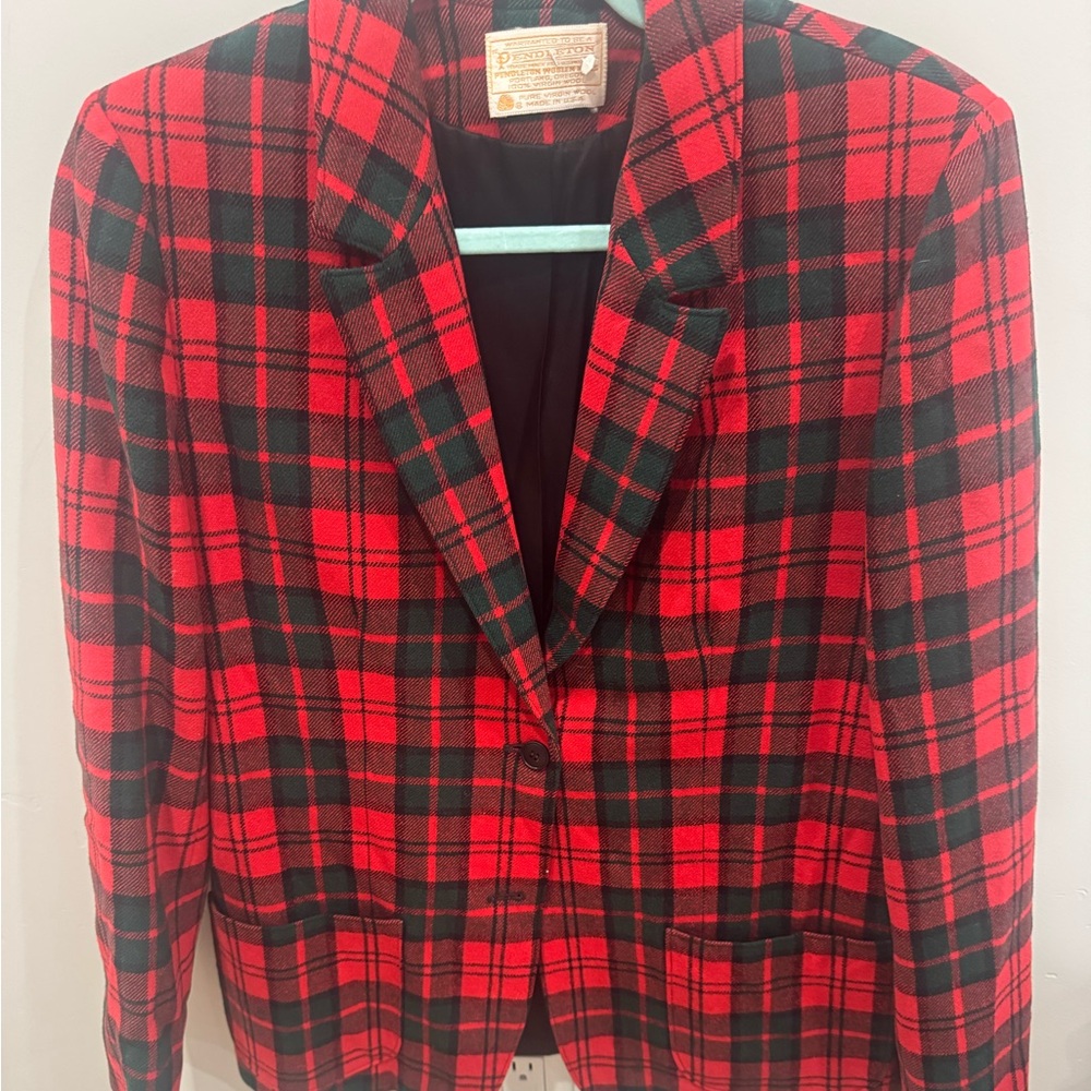Vintage Pendleton Red and Green Plaid Blazer